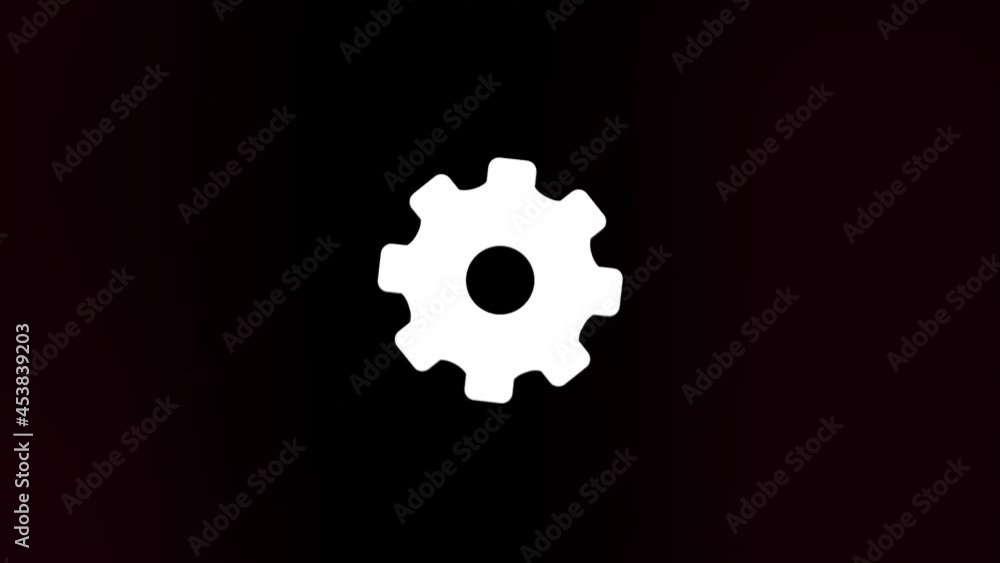 Poster Gear wheel icon with glitch art effect. Retro futurism 80s 90s dynamic wave style. Video signal damage with tv noise and old screen interference. Loop 4k