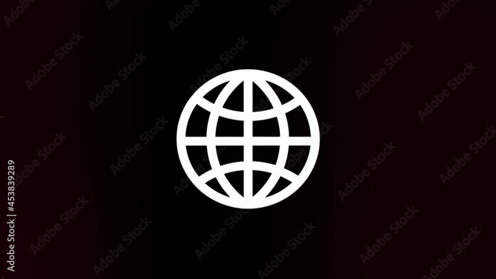 Poster Globe icon with glitch art effect. Retro futurism 80s 90s dynamic wave style. Video signal damage with tv noise and old screen interference. Loop 4k
