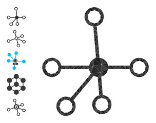 Triangle connections polygonal icon illustration, and similar icons. Connections is filled with triangles. Lowpoly connections constructed from scattered filled triangles.