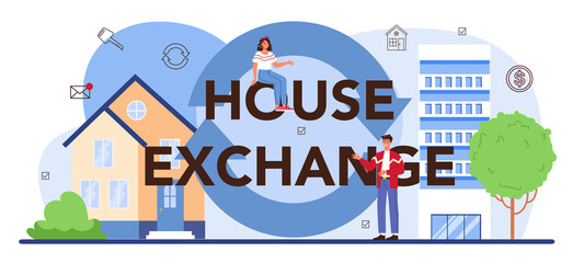 House exchange typographic header. Real estate agency,
