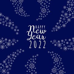 Happy new year 2022 poster. Holiday winter card with snowflakes for celebrating letters vector design