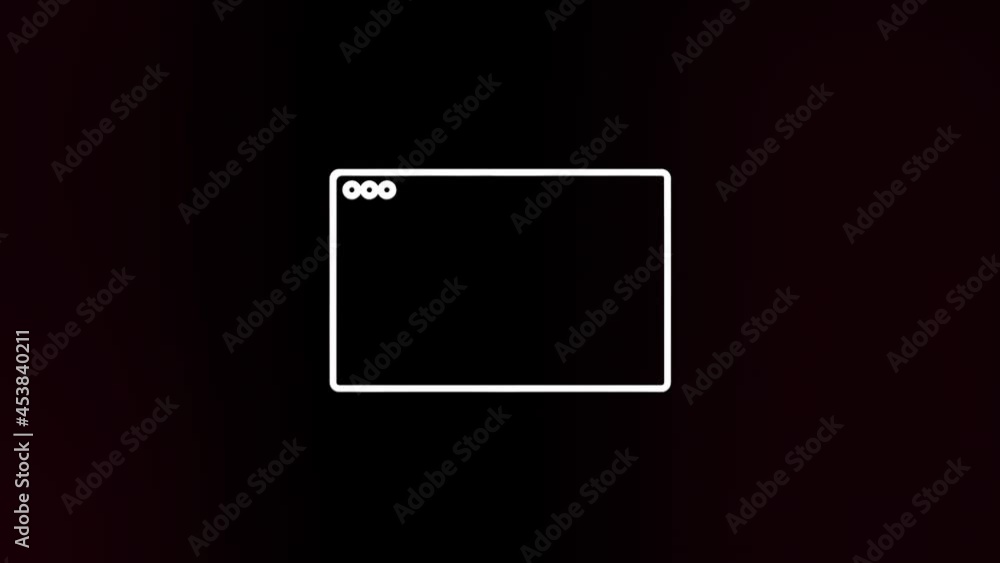 Poster Browser window icon with glitch art effect. Retro futurism 80s 90s dynamic wave style. Video signal damage with tv noise and old screen interference. Loop 4k