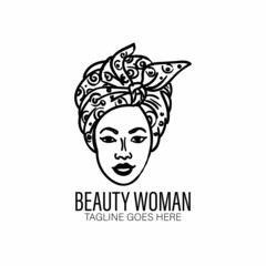 woman hand drawn design logo vector