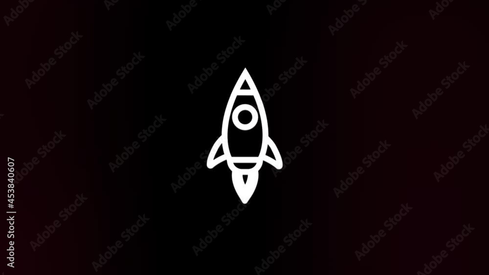 Poster Rocket ship icon with glitch art effect. Retro futurism 80s 90s dynamic wave style. Video signal damage with tv noise and old screen interference. Loop 4k
