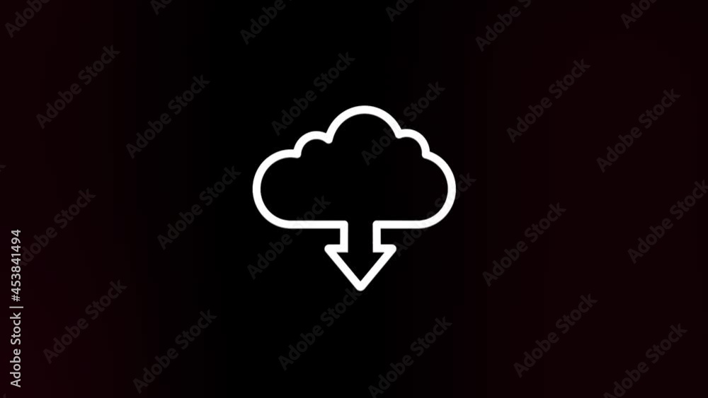 Aufkleber Cloud download icon with glitch art effect. Retro futurism 80s 90s dynamic wave style. Video signal damage with tv noise and old screen interference. Loop 4k