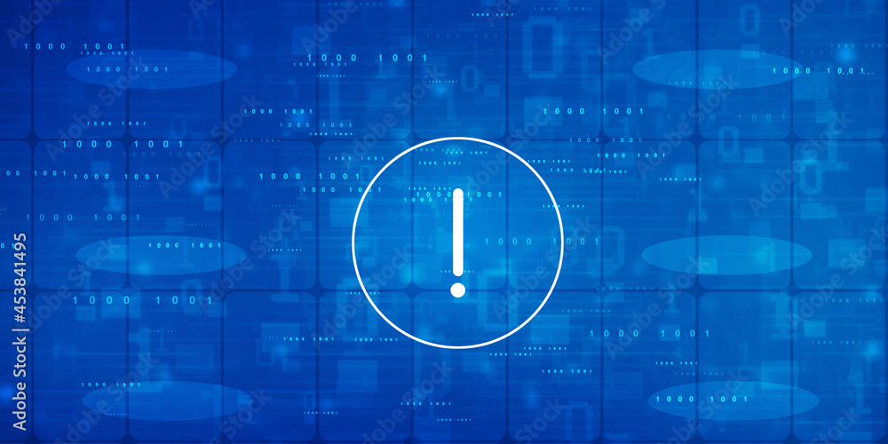 Poster 2d rendering exclamation mark and globe