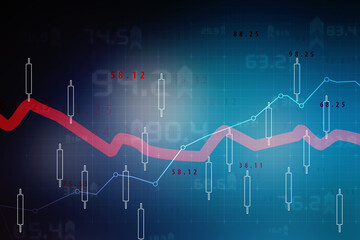 Fototapeta premium 2d rendering Stock market online business concept. business Graph 