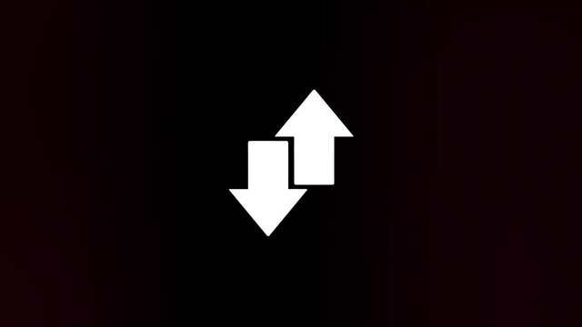 Exchange arrow transfer icon with glitch art effect. Retro futurism 80s 90s dynamic wave style. Video signal damage with tv noise and old screen interference. Loop 4k