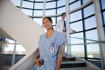 Portrait of smiling nurse in hospital