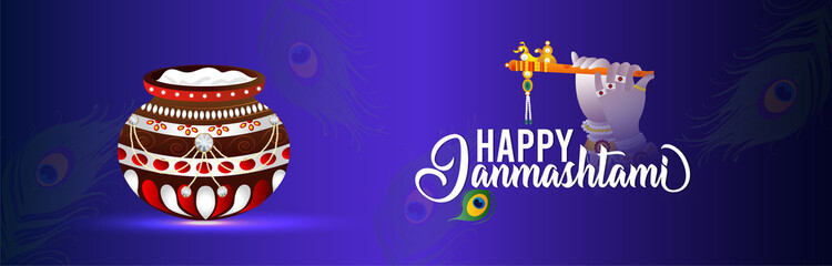 Happy krishna janmashtami celebration background