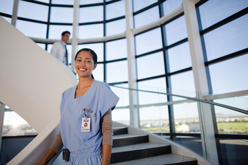 Fototapeta na wymiar Portrait of smiling nurse in hospital