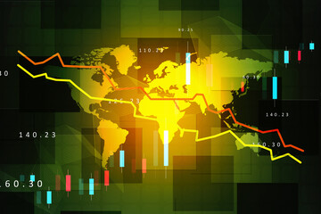 2d rendering Stock market online business concept. business Graph 