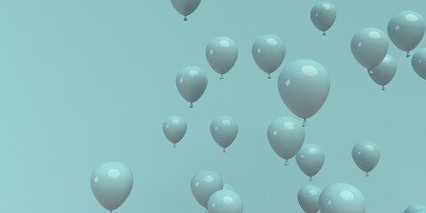 Floating balloons on a colored background - 3D