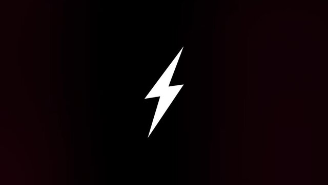 Lightning bolt icon with glitch art effect. Retro futurism 80s 90s dynamic wave style. Video signal damage with tv noise and old screen interference. Loop 4k