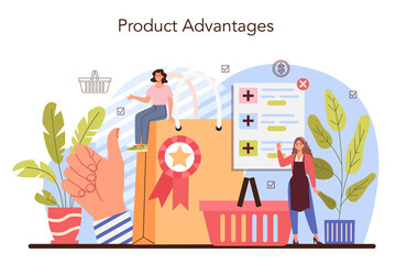 Product presentation concept. Entrepreneur presenting new product