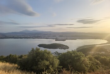 ioannina city view panoramic form mountain in autumn season greece