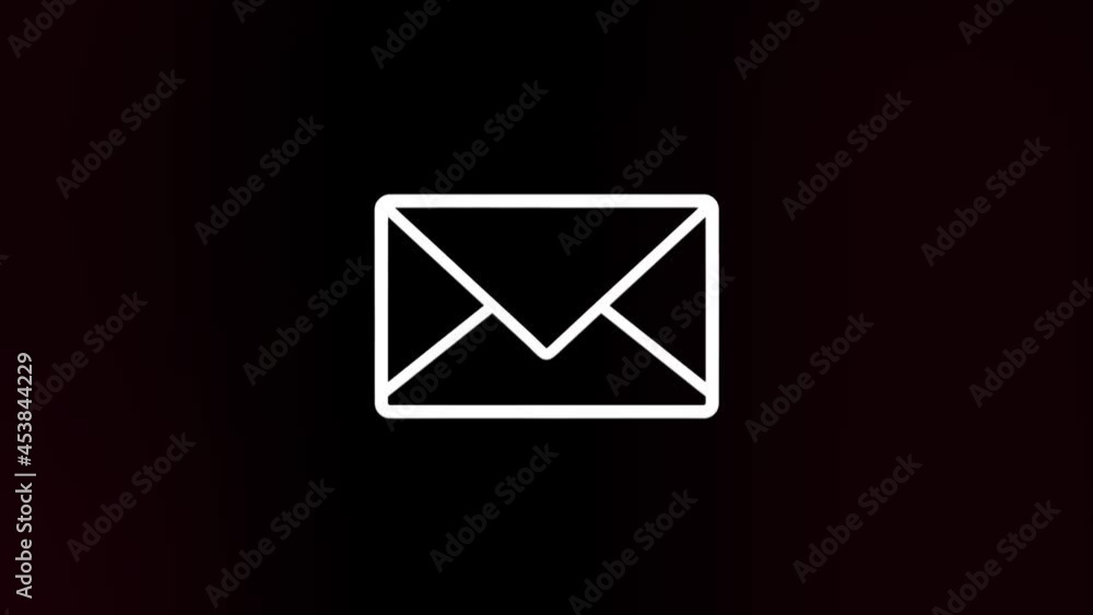 Poster Envelope icon with glitch art effect. Retro futurism 80s 90s dynamic wave style. Video signal damage with tv noise and old screen interference. Loop 4k