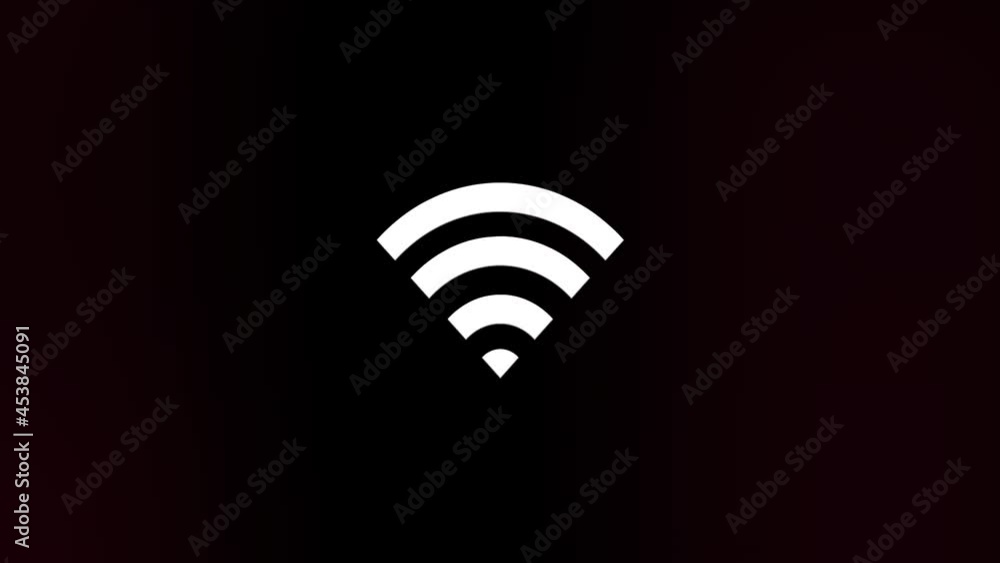Poster Wi-fi wireless internet network icon with glitch art effect. Retro futurism 80s 90s dynamic wave style. Video signal damage with tv noise and old screen interference. Loop 4k