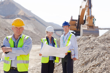 Business people talking on site