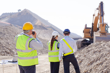 Business people talking on site