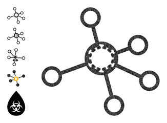 Obraz premium Triangle virus nodes polygonal 2d illustration, and similar icons. Virus Nodes is filled with triangles. Low-poly virus nodes constructed from random filled triangles.