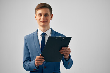 business man in suit office manager documents success