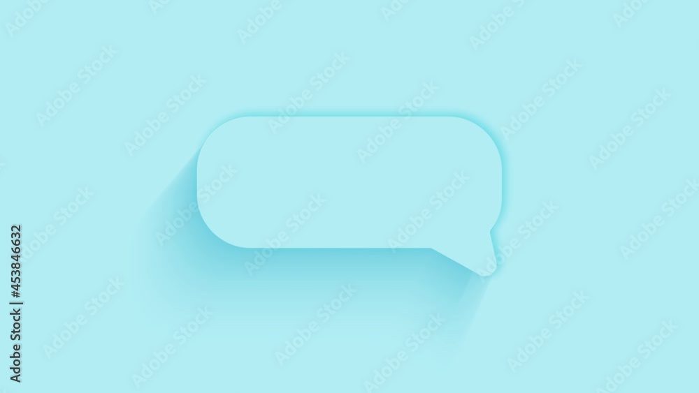 Poster animated chat, speech bubble icon with shadow on blue background. neumorphism minimal style. transpa