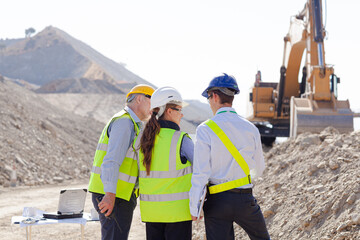 Business people talking on site