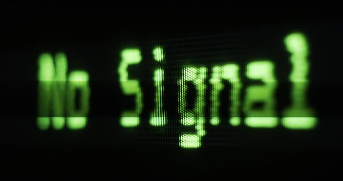 No Signal text on vintage cathode tube tv RGB display - retro analog technology nostalgia concept footage