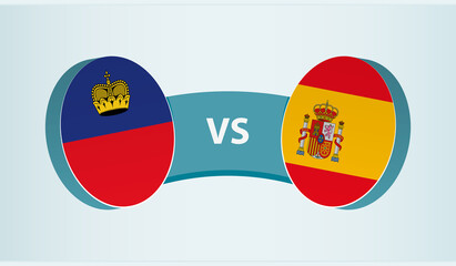 Liechtenstein versus Spain, team sports competition concept.