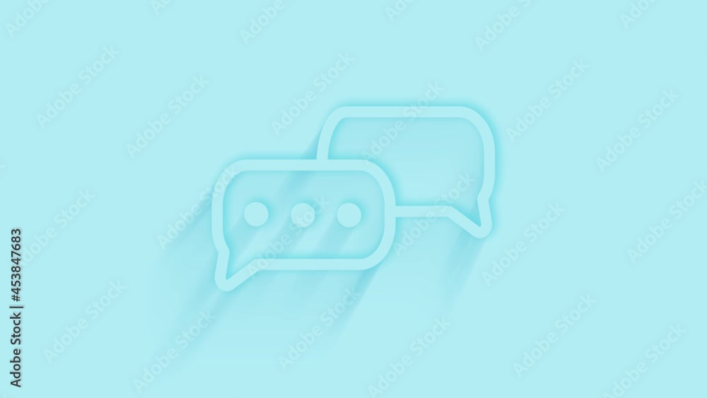 Aufkleber animated speech bubble chat icon with shadow on blue background. neumorphism minimal style. transpar