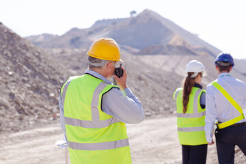 Business people talking on site