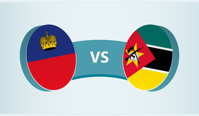 Liechtenstein versus Mozambique, team sports competition concept.