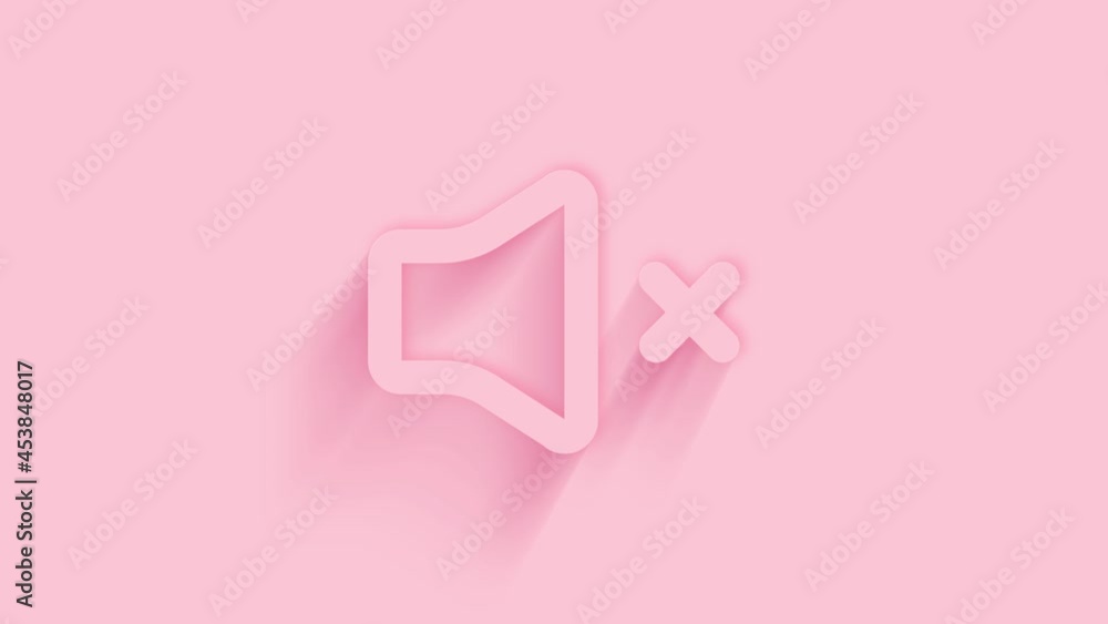 Aufkleber animated speaker mute icon with shadow on pink background. neumorphism minimal style. transparent ba