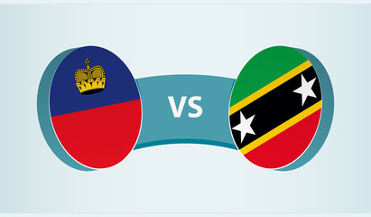 Liechtenstein versus Saint Kitts and Nevis, team sports competition concept.