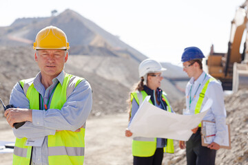 Business people talking on site