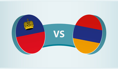 Liechtenstein versus Armenia, team sports competition concept.