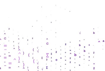 Light Purple vector texture with mathematic symbols.