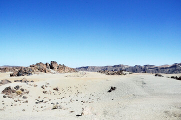TENERIFE, SPAIN: Scenic landscape view of the Teide volcano natural park