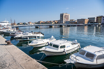 Fototapeta na wymiar Pleasure and fishing boats at the marina in Zadar, Dalmatia, Croatia.