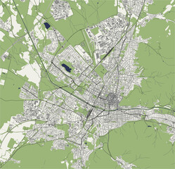 map of the city of Freiburg im Breisgau, Germany