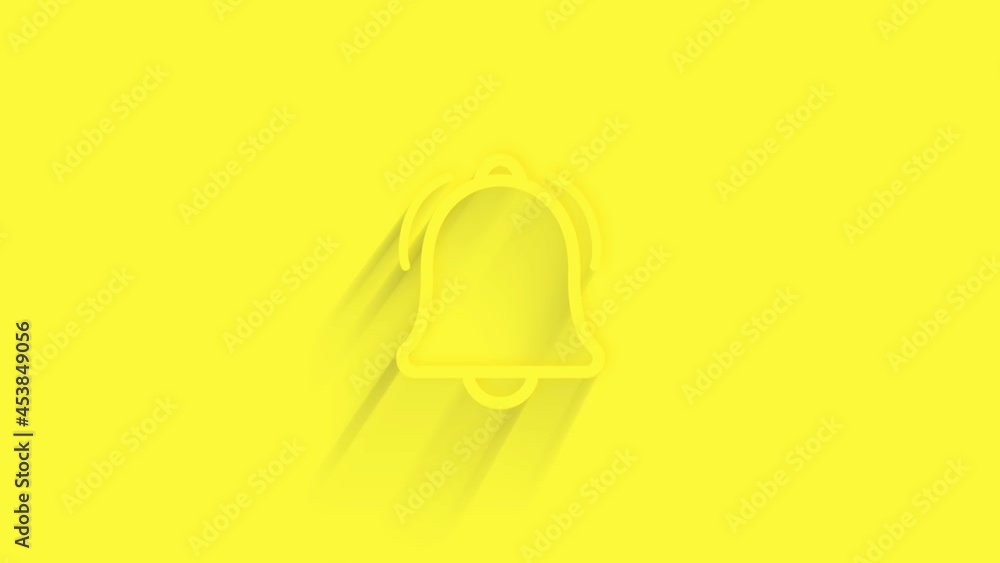 Aufkleber animated line bell icon with shadow on yellow background. neumorphism minimal style. transparent bac