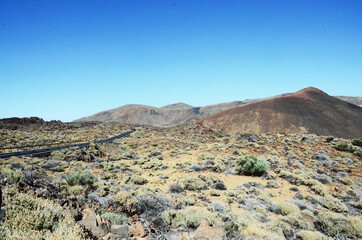 TENERIFE, SPAIN: Scenic landscape view of the Teide volcano natural park