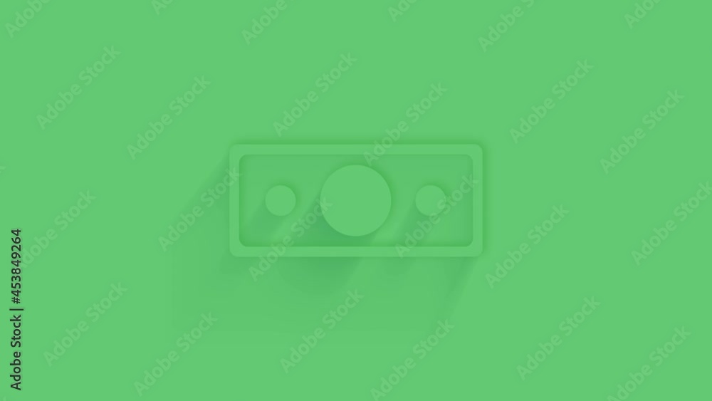 Aufkleber animated banknote dollar icon with shadow on green background. neumorphism minimal style. transparen