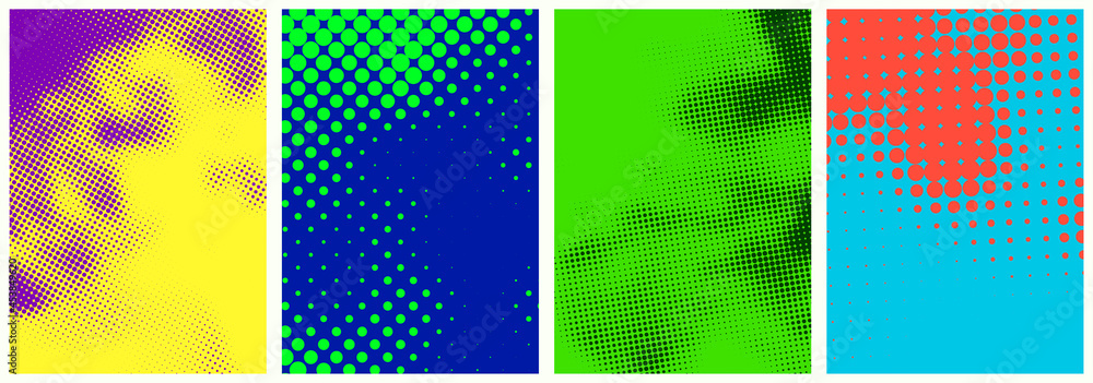 Poster set of abstract halftone colorful backgrounds..