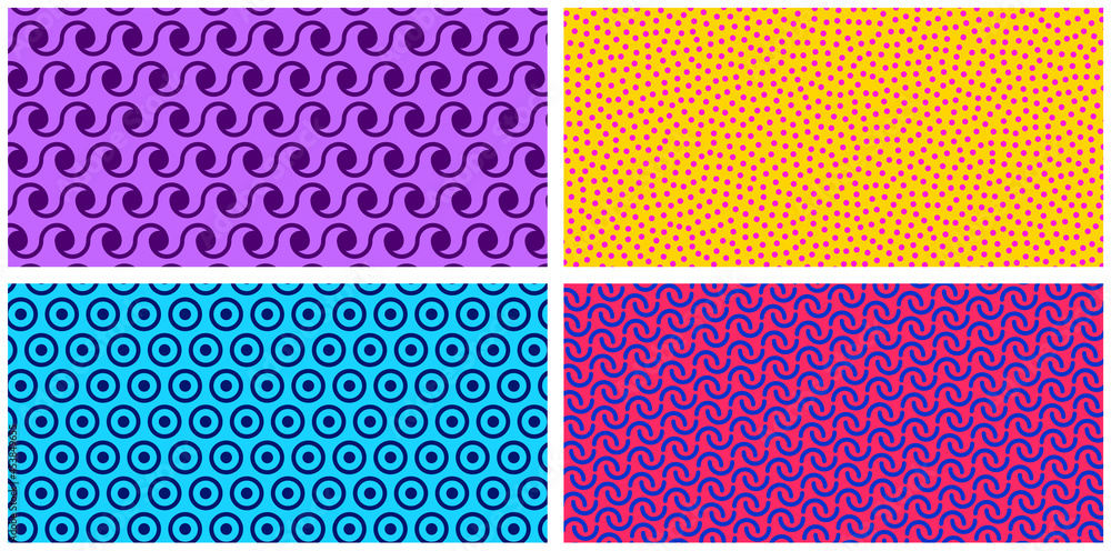 Poster set of horizontal different colorful patterns.