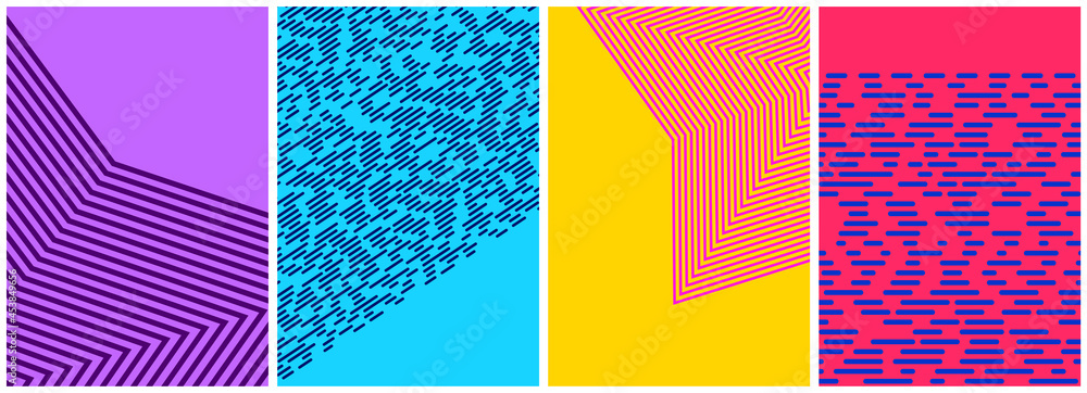 Poster set of horizontal different colorful patterns.
