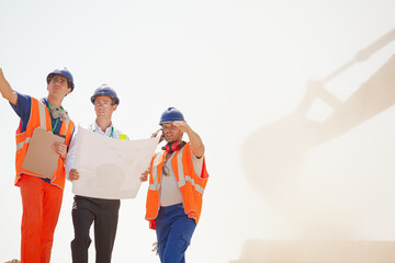 Workers walking in quarry