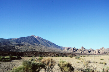 TENERIFE, SPAIN: Scenic landscape view of the Teide volcano natural park