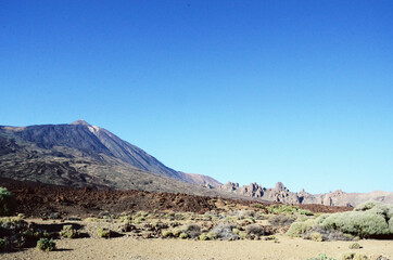 TENERIFE, SPAIN: Scenic landscape view of the Teide volcano natural park